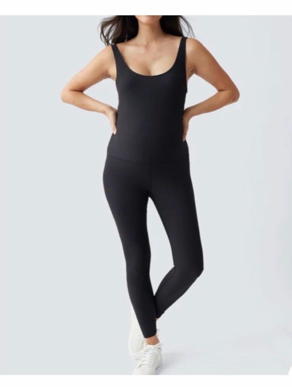 Ingrid & Isabel Rib Full Length Maternity Bodysuit Black Large Leisure stretch